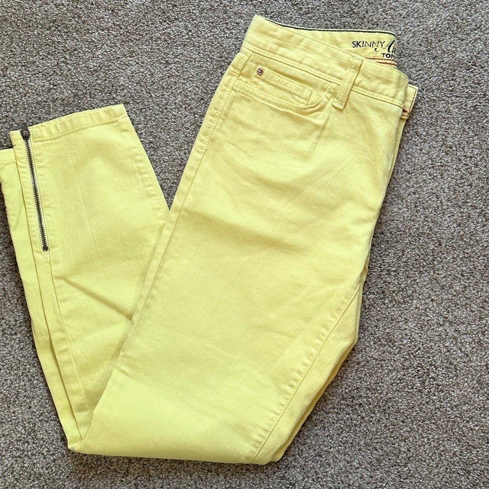 Tommy Hilfiger Yellow‎ 4 Zip Detail Ankle Skinny Pants